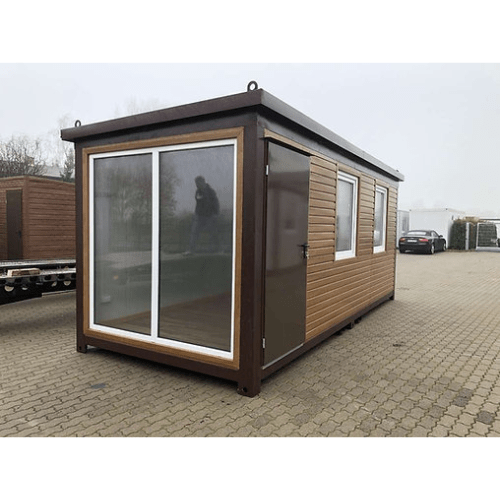 Bürocontainer 6x2,40 m – Holzfarbe